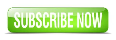 Subscribe now green square 3d realistic isolated web button Stock Illustration