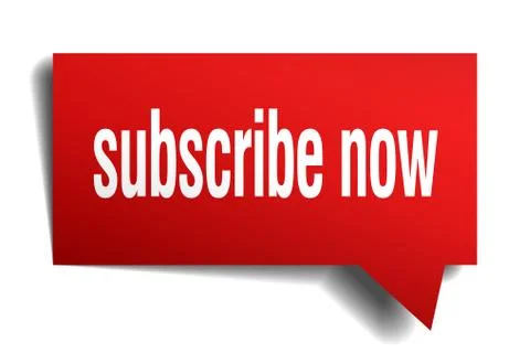 Subscribe now red 3d speech bubble Stock Illustration