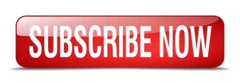 Subscribe now red square 3d realistic isolated web button Stock Illustration