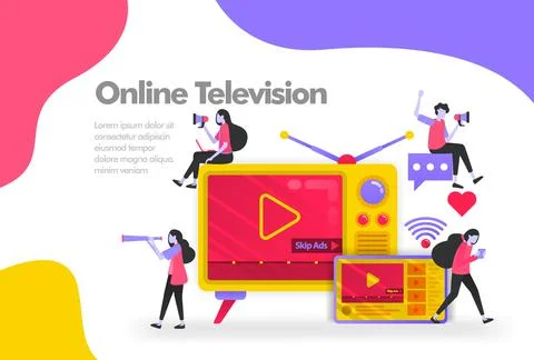Subscribe online streaming television video Illustration Concept. Modern flat Stock Illustration
