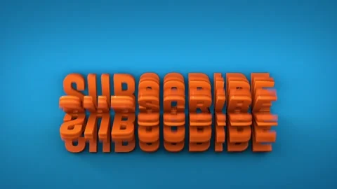 Subscribe, orange rotating letters on a blue background. Vídeo Stock 336679655