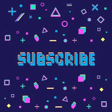 Subscribe, Pixel art 8-bit retro game style speech bubbles set with text Illustration