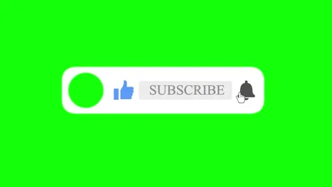 Subscribe pop up like notification bell button green screen Stock Footage 279489215