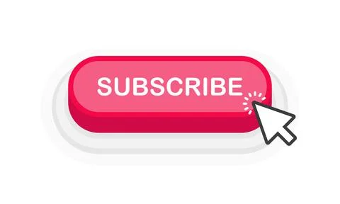 Subscribe red 3D button in flat style isolated on white background. Vector il Stock Illustration