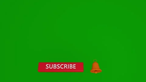 Subscribe Red Button and Bell Notification with a Green Background to channel Stock Footage 250277636