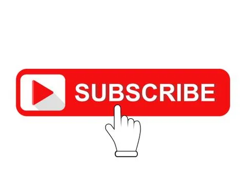 Subscribe red button and  hand cursor notification. Subscribe isolated symbol Stockillustratie