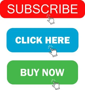 Subscribe Red button |button icon, Buy now icon with Finger cursor |Click b.. Stock Illustration
