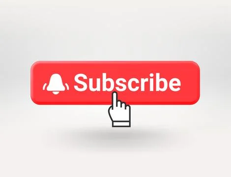 Subscribe red button with the notification bell. 3d vector objects isolated.. イラスト素材
