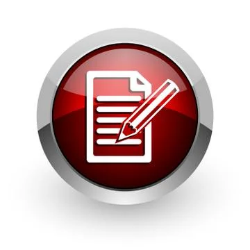 Subscribe red circle web glossy icon. Illustrazione stock