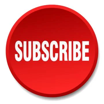 Subscribe red round flat isolated push button Stock Illustration