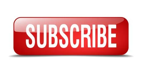 Subscribe red square 3d realistic isolated web button Stock Illustration