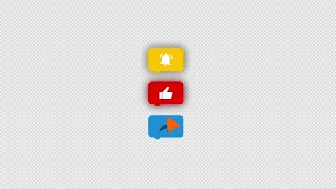Subscribe, Reminder and Like share Button animation with mouse cursor trans.. Stock Footage 241635539