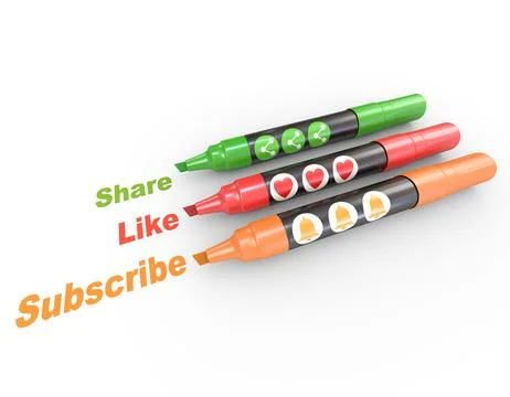 Subscribe like share markers Stock Illustration