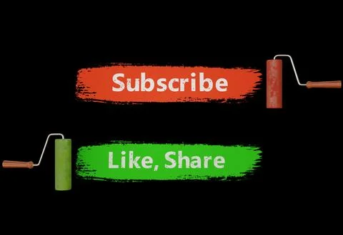 Subscribe Like Share Paint rollers Stock Illustration