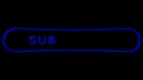 Subscribe Stylized blue dots text on a black background. Video stock 263720600