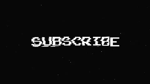 Subscribe text with glitch screen effects on a black background. Stock Footage 150772315
