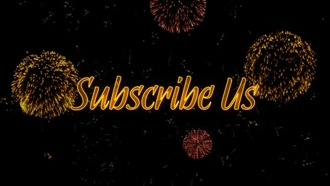Subscribe Us Greeting text with particles, colored fireworks, sparks and stars Stock-Footage 99050190