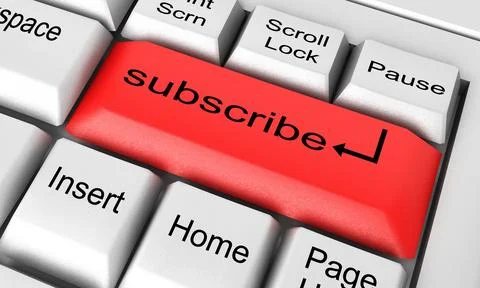 Subscribe word on white keyboard Иллюстрация