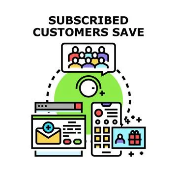Subscribed customers saving money with loyalty program Stock Illustration
