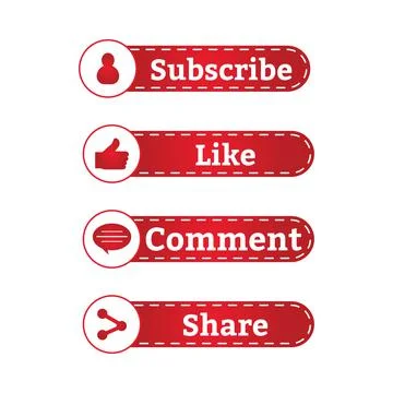 Subscriber 3D style button collection vector design. Red and white color subs 库存插图