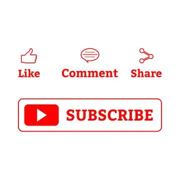 Subscriber button collection for social media vector design. Simple red and w Stock Illustration