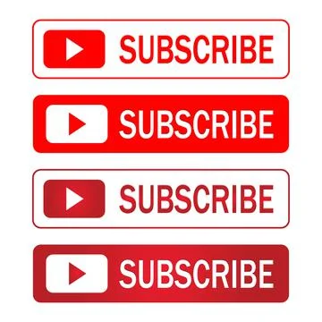Subscriber button collection vector design. Red and white gradient color subs Stock Illustration