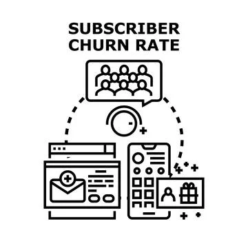 Subscriber churn rate decreasing with customer retention strategy Stock Illustration