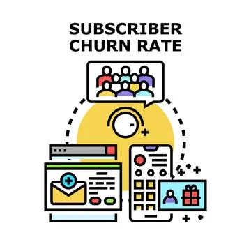 Subscriber churn rate decreasing with customer retention strategy Stock Illustration