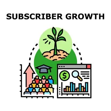 Subscriber growth strategy building audience online learning Illustrazione stock