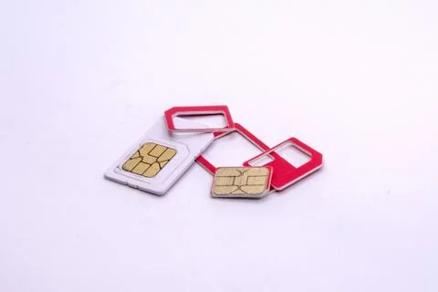Subscriber identification module or SIM card. SIM card in different sizes iso Stock Photos