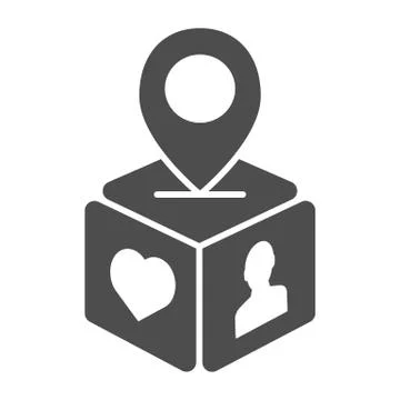 Subscriber location solid icon. Box with map pin vector illustration isolated on イラスト素材