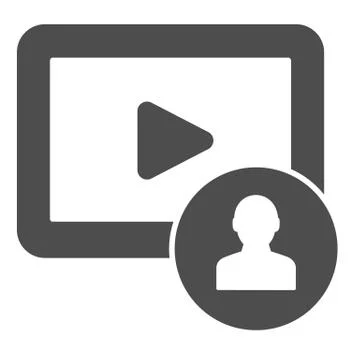 Subscriber video content solid icon. Video blog user vector illustration Stock Illustration