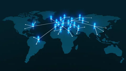 Subscribers Number Rising Over the World Illustration. Global Social Network Stock Footage 306169734