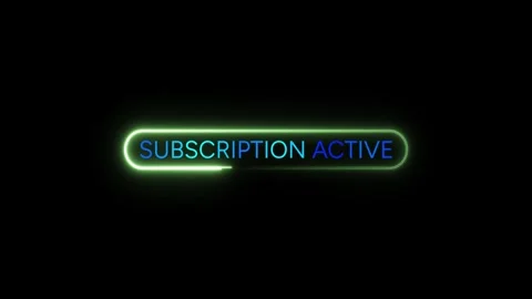 Subscription active neon status bar animation on black background digital motion Stock Footage 345324039