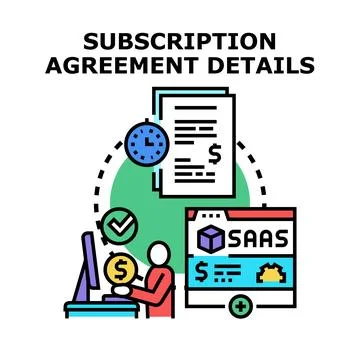 Subscription agreement details for software service planning Illustrazione stock