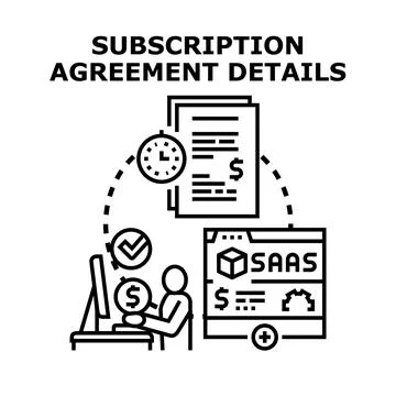 Subscription agreement details for software service planning Ilustração Stock