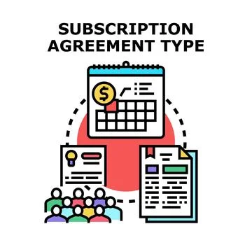 Subscription agreement type selecting various options and plans Stock Illustration