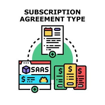 Subscription agreement type for software as a service Stock-Illustration