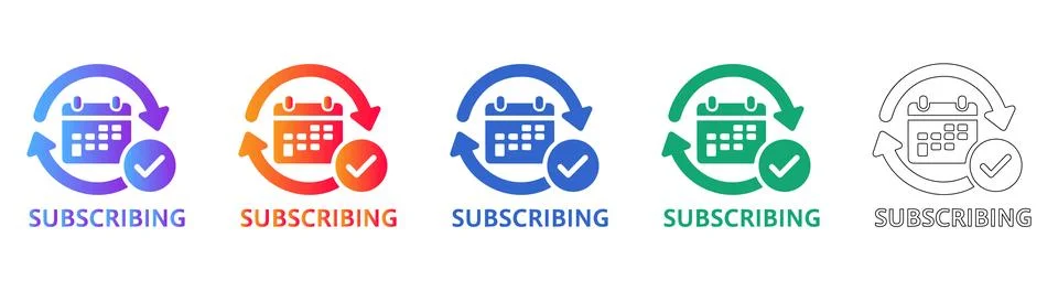 Subscription and Recurring Payment Icon Set Stock Illustration