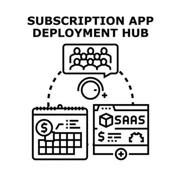 Subscription app deployment hub managing software as a service Stock Illustration
