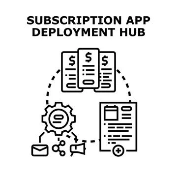 Subscription application deployment hub concept Stock Illustration