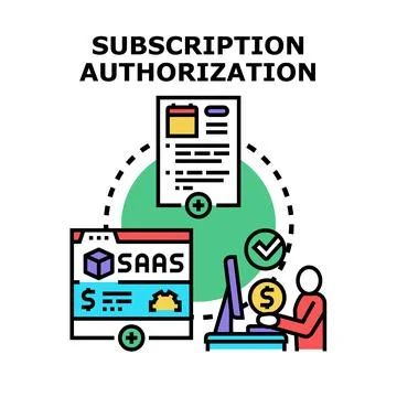 Subscription authorization concept accessing saas services Stock Illustration