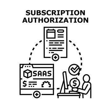 Subscription authorization concept accessing saas services Stock Illustration