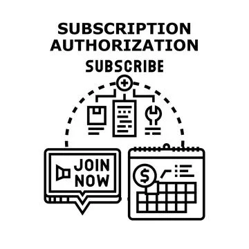 Subscription authorization process for online services and digital content Stock Illustration