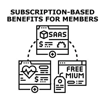 Subscription based benefits for members concept illustration Stock Illustration