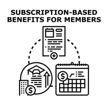 Subscription based benefits providing exclusive member advantages Stock Illustration