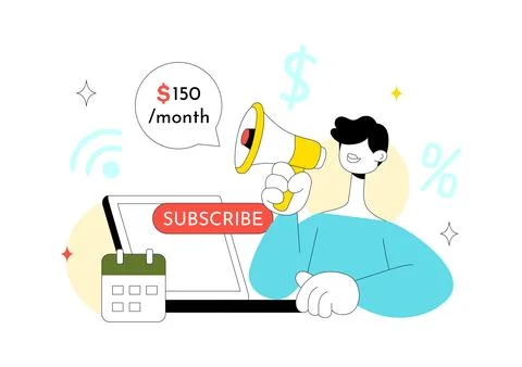Subscription Based Living Vector Illustration Featuring Monthly Payment Ser.. Stock Illustration