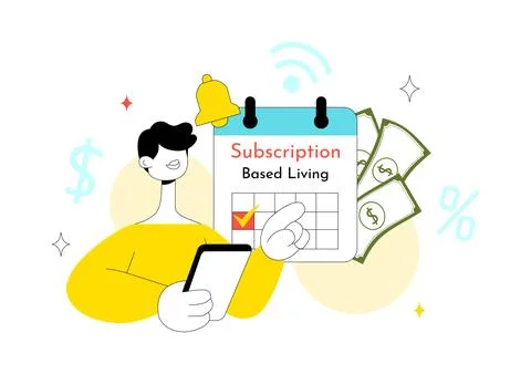Subscription Based Living Vector Illustration Featuring Monthly Payment Ser.. Stock Illustration