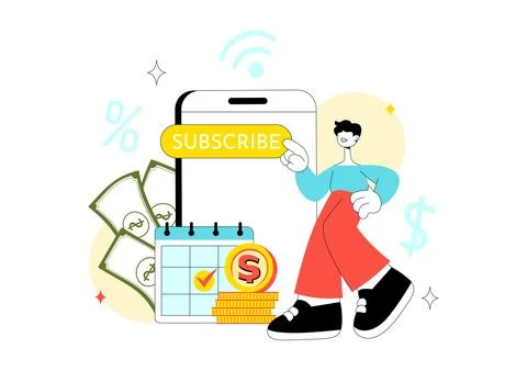 Subscription Based Living Vector Illustration Featuring Monthly Payment Ser.. Stock Illustration