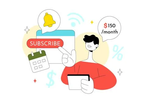 Subscription Based Living Vector Illustration Featuring Monthly Payment Ser.. Stock Illustration